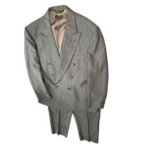 Adams Row Mens Gray Pinstripe Double-Breasted Suit 42R Jacket & 34x32 Pants DH18